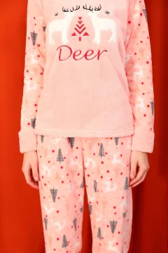 Adın Peluş Pijama Takımı Pudra