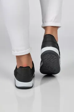 Bağcıklı Kadın Günlük Spor Ayakkabı Siyah