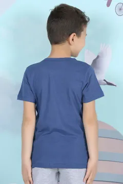 Baskılı Erkek Çocuk T-shirt İndigo