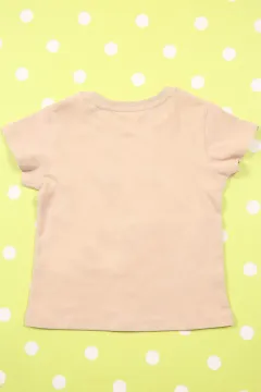 Baskılı Kız Çocuk T-shirt Bej