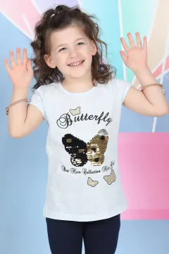 Kız Çocuk Baskılı T-shirt Açıkmavi