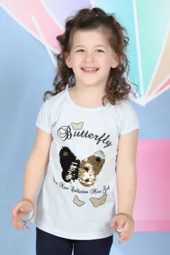 Kız Çocuk Baskılı T-shirt Açıkmavi
