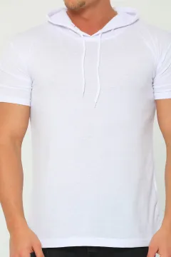 Erkek Likralı Bisiklet Yaka Basic T-shirt Beyaz
