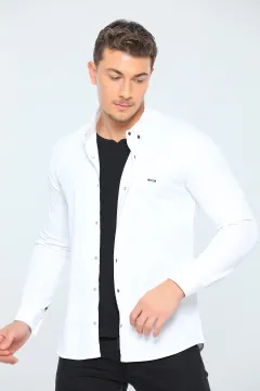 Erkek Uzun Kollu Uzun Kollu Basic Gömlek Beyaz
