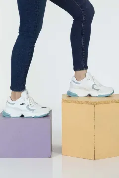 Kadın Bağcıklı Günlük Spor Ayakkabı Beyazmavi