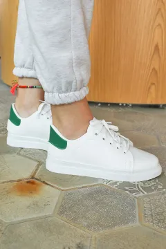 Kadın Bağcıklı Günlük Spor Ayakkabı Beyazyeşil