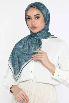 Bonjela Soft Desenli Eşarp Petrol