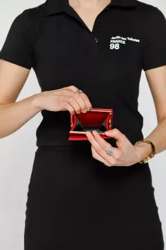 Bozuk Para Ve Kartlık Bölmeli Kadın Günlük Mini Cüzdan Kırmızı
