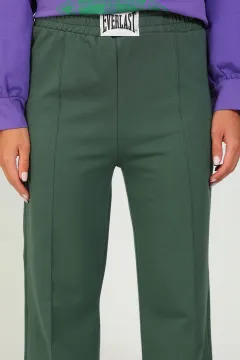 Kadın Çimalı Bol Paça Pantolon Eşofman Yeşil