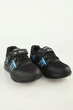 Çocuk Bağcık Lastik Detaylı Çırtlı Spor Ayakkabı Siyah