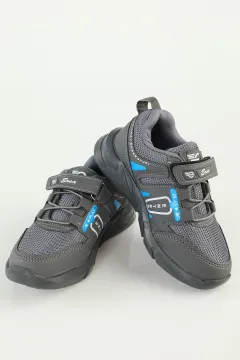 Çocuk Bağcık Lastik Detaylı Çırtlı Spor Ayakkabı Füme