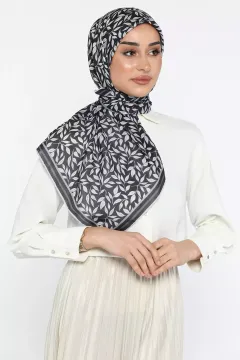 Desenli Bonjela Soft Eşarp Siyahbeyaz