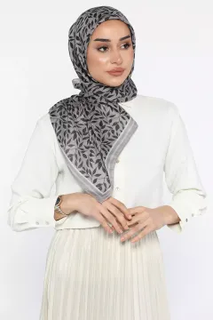 Desenli Bonjela Soft Eşarp Koyugri