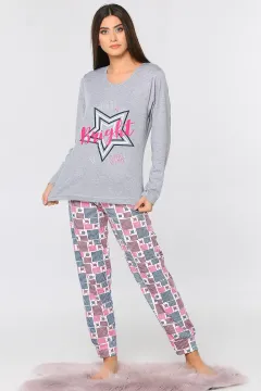 Desenli Kadın Pijama Takımı Grifujya