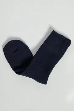 Düz Renkli Kadın Termal Kışlık Havlu Çorap Lacivert