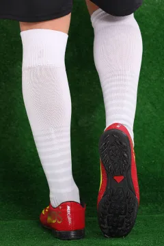 Erkek Bağcıklı Çim Dişli Krampon Futbol Ayakkabısı Kırmızı