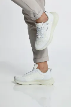 Erkek Balon Taban Bağcıklı Spor Ayakkabı Beyaz