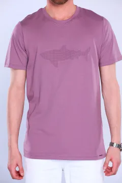 Erkek Bisiklet Yaka Ön Kabartmalı Likralı T-shirt Gülkurusu