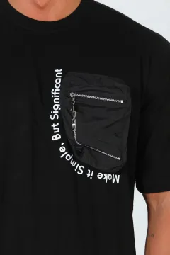 Erkek Bisiklet Yaka Oversize T-shirt Siyah