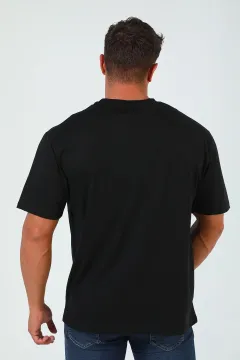 Erkek Bisiklet Yaka T-shirt Siyah