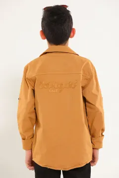 Erkek Çocuk Baskı Detaylı T-shirt Ceket İkili Takım Camel