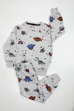 Erkek Çocuk Baskılı Pijama Takımı Gri