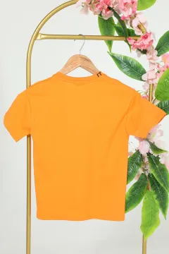 Erkek Çocuk Bisiklet Yaka Baskılı T-shirt Orange