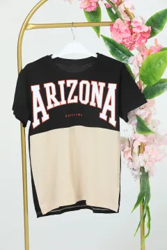 Erkek Çocuk Çift Renkli Arizona Baskılı T-shirt Siyah