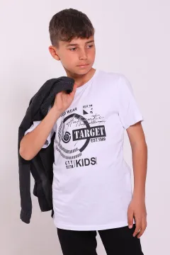 Erkek Çocuk Ön Baskı Detaylı T-shirt Ceket İkili Takım Antrasit