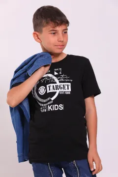 Erkek Çocuk Ön Baskı Detaylı T-shirt Ceket İkili Takım Mavi