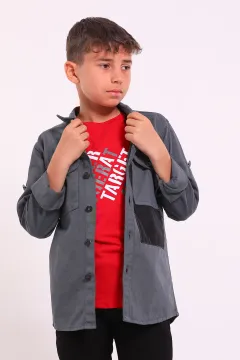 Erkek Çocuk T-shirt Ceket İkili Takım Füme