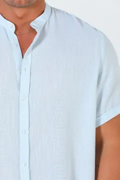 Erkek Kısa Kol Gömlek Açıkmavi