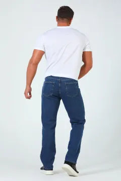 Erkek Likralı Büyük Beden Jeans Pantolon Mavi