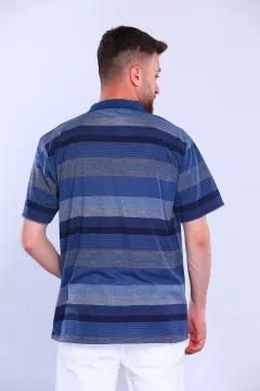 Erkek Polo Yaka Çizgili T-shirt Lacivert