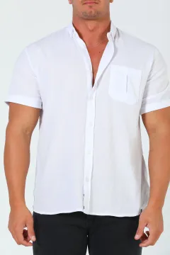 Erkek Tek Cepli Kısa Kollu Gömlek Beyaz