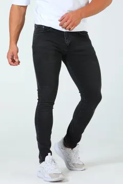 Erkek Tırnaklı Likralı Jeans Pantolon Siyah