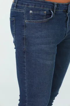 Erkek Tırnaklı Likralı Jeans Pantolon Lacivert