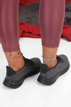 Kadın Anaroklu Lastik Bağcıklı Günlük Yürüyüş Ayakkabısı Fümesiyah