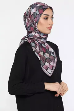 Geometrik Desenli Bonjela Soft Eşarp Siyahpudra