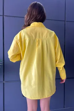 Gül Detaylı Tarz Kadın Gömlek Sarı