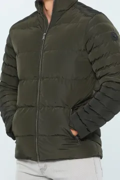 Erkek İç Astarlı Kışlık Şişme Mont Haki