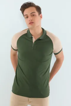 Polo Yaka Slim Fit Erkek T-shirt Haki