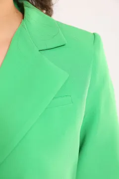 Kadın Astarlı Kısa Kollu Crop Blazer Ceket Yeşil