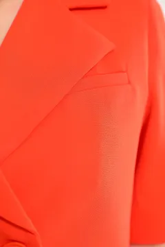 Kadın Astarlı Kısa Kollu Crop Blazer Ceket Orange