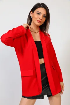 Kadın Astarsız Basic Ceket Kırmızı
