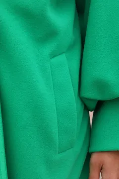 Kadın Balon Kol Kaşe Kaban Yeşil