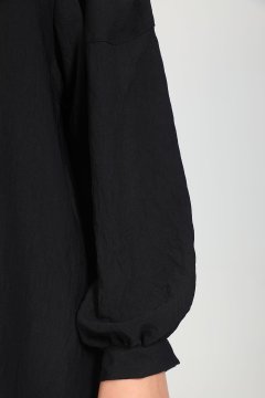 Kadın Balon Kol Klasik Tesettür Tunik Gömlek Siyah