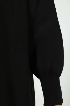 Kadın Balon Kol Triko Elbise Siyah