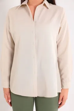 Kadın Basic Gömlek Taş