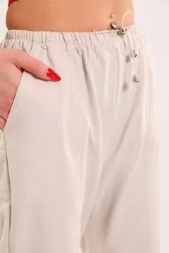 Kadın Bel Lastikli Bol Paça Tarz Pantolon Taş